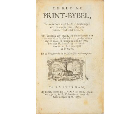 DE KLEINE PRINT-BYBEL, WAAR IN DOOR VERSCHEIDE AF-BEELDINGEN EEN MEENIGTE VAN BYBELSCHE SPREUKEN VERKLAART WORDEN Amsterdam, 