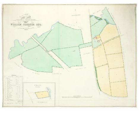 ESTATE MAP, COUNTY OF NORTHAMPTON.  CHARLES DAY, LAND SURVEYOR OF COLLEYWESTON  map of a farm at Lolham... the property of Wi