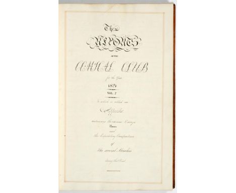 ANNUAL REPORT (VOL II ONLY) OF THE SO-CALLED 'COMICAL CLUB' FOR 1821-1822A 319-page small folio bound manuscript consisting o