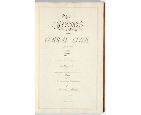 ANNUAL REPORT (VOL II ONLY) OF THE SO-CALLED 'COMICAL CLUB' FOR 1821-1822A 319-page small folio bound manuscript consisting o