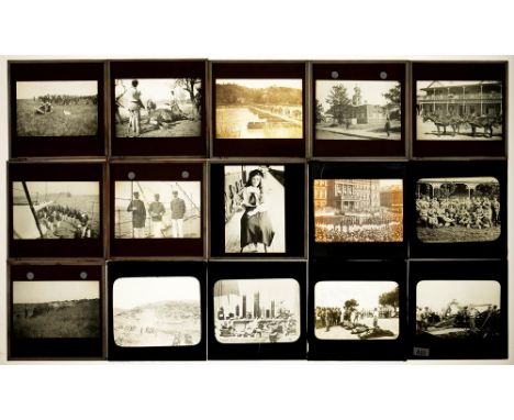 ANGLO-BOER WAR.  various GLASS MAGIC LANTERN SLIDES  (3.25 x 3.25 inch), c1900   including battles, groups of heavily armed B