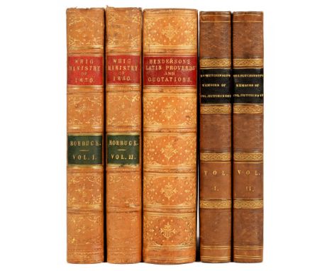 HUTCHINSON, LUCY  MEMOIRS OF THE LIFE OF COLONEL HUTCHINSON, GOVERNOR OF NOTTINGHAM CASTLE AND TOWNLondon, Longman [and other