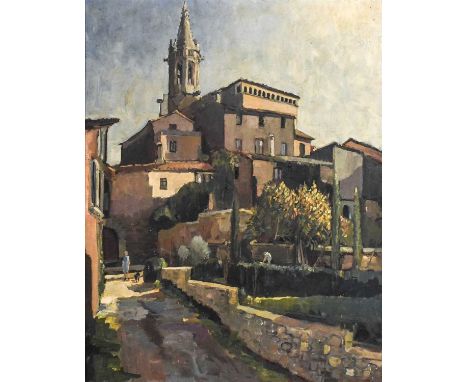 John Carter (1922-2004) Girona Signed and dated (19)86, inscribed verso, oil on board, 90cm by 69cm Provenance: From a friend