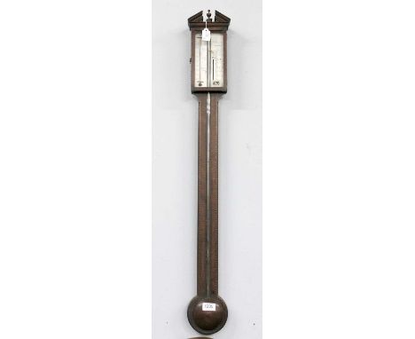 A Mahogany Inlaid Stick Barometer, signed J.Bianchi, Leeds, circa 1810