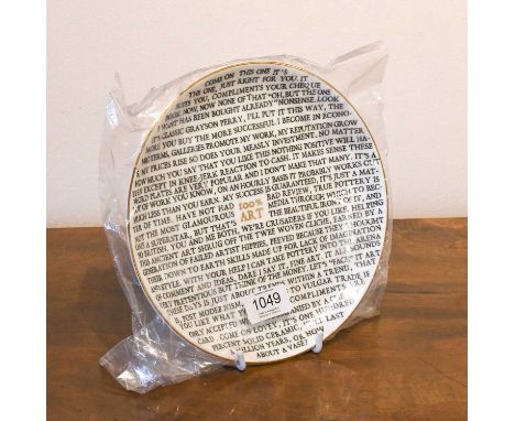 Sir Grayson Perry CBE RA Hon FRIBA (b.1960)"100% ART PLATE"China plate, with artist's seal printed to base, produced for York