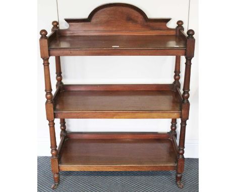 A Late Victorian Mahogany Three Tier Dumb Waitor, 89cm by 38cm by 121cm, together with a mahogany Duchess style console table