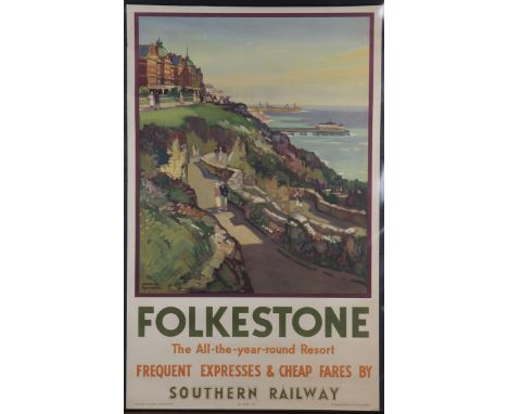 Leonard Richmond - 'Folkestone the All-the-year-round Resort' (Southern Railway Travel Poster), lithograph, printed by McCorq