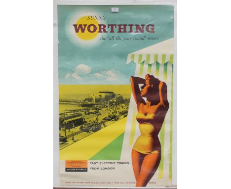 Reginald Montague Lander and Alan Durman - 'Sunny Worthing, the all year round Resort' (Railway Travel Poster), lithograph, p