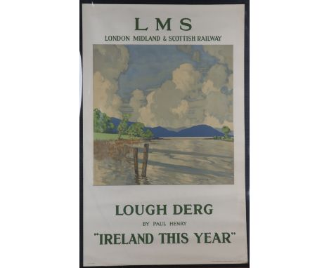 Paul Henry - 'L.M.S. London Midland &amp; Scottish Railway, Lough Derg, Ireland This Year' (Travel Poster), lithograph, publi