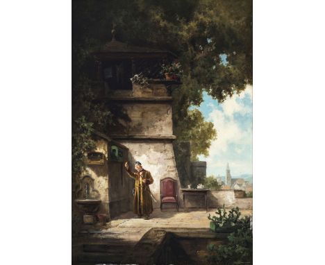 Willy Moralt1884 München - 1947 LenggriesDer VogelfreundR. u. signiert und Ortsbezeichnung München. Rücks. hs. betitelt und b