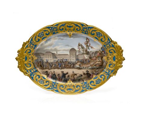 Prunkplatte "Char de la Ville"KPM Berlin, um 1875, Malerei Carl Grünwedel (1815 Pappenheim - 1895 München)"Historischer Festz