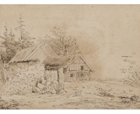 Carl Spitzweg1808 München - 1885 ebendaBauernhausL. u. monogrammiert K.S. und 1839 datiert. Rücks. Nachlass-Stempel (Lugt 230