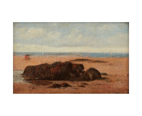 Signed and titled, indistinctly signed verso, oil on board (Dimensions: 16.5cm x 26.5cm (6.49in x 10.43in))  Note: With thank