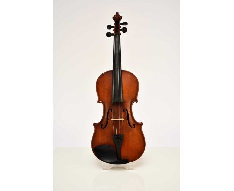 An English violin by and labelled Walter H. Mayson, Manchester, A.D. 1880Inscribed in ink on the label 'Cupid' and signed, th