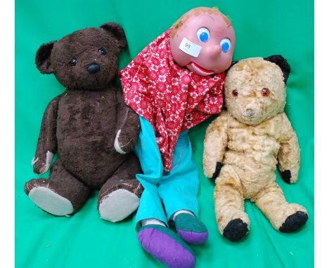 Three vintage children's toys to include a retro puppet and two early teddy bears .

Cost to post within the uk is £15.99+ VA