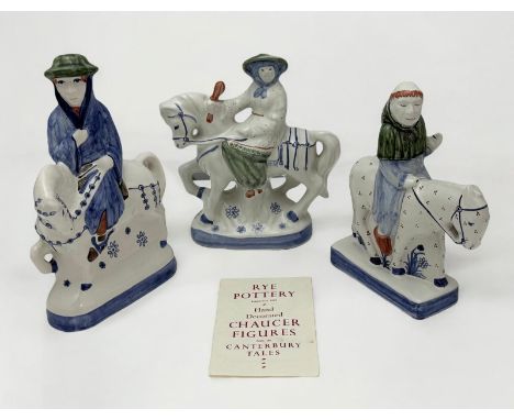 Rye Pottery, three Rye Pottery Canterbury Tales hand decorated figures, to include; The Monk, The Wife of Bath and The Friar.