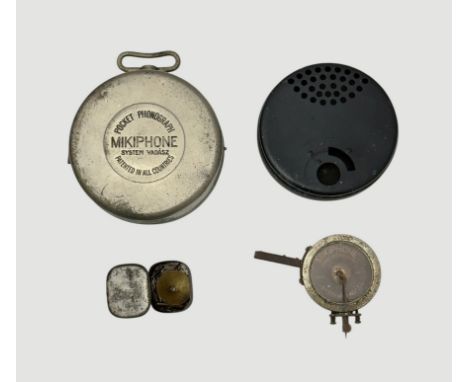 Mikiphone Pocket Phonograph System VADASZ, numbered 26-0004971. Swiss Made. Appears complete. Diameter 11.5cm.