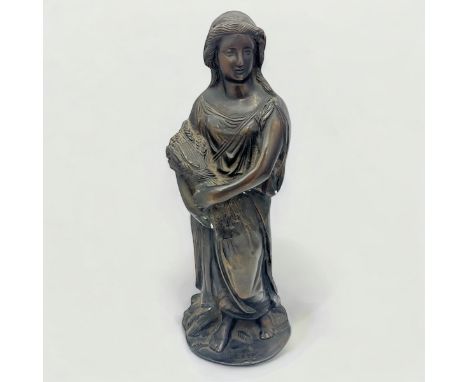 Late 19th / early 20th Century,Study of a lady holding a sheath of wheat, Bronze sculpture, Unsigned, Height 43cm.