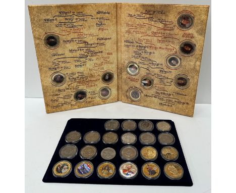 A collection of various Royal commemorative coinage including two Diamond Jubilee 2012 65 mm coins with enamel decoration, a 