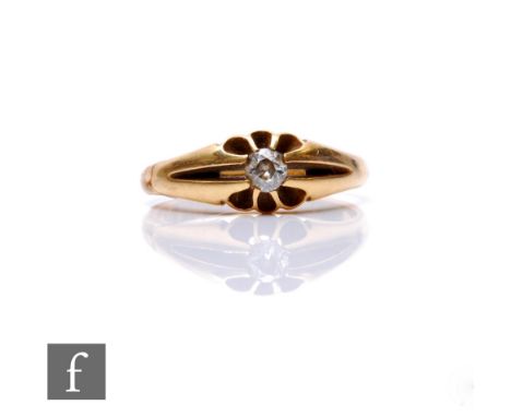 An 18ct diamond solitaire ring, claw set old cut stone, weight approximately 0.15ct, weight 4.5g, ring size Q.
