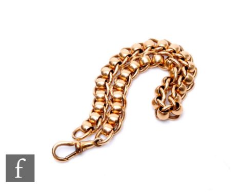 A 9ct roller link bracelet, weight 23g, length 21cm, terminating in swivel clasp.