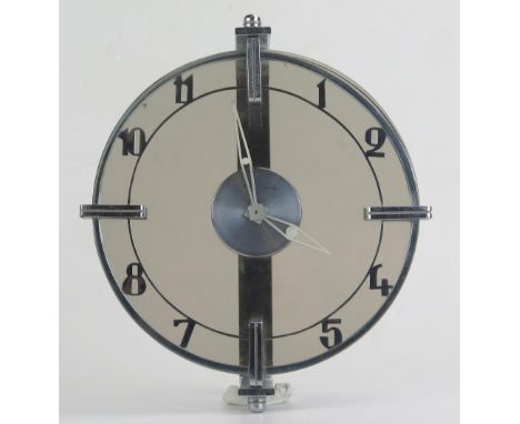 Le Coultre for Garrard, an Art Deco chrome framed wall timepiece No 1204, with 20cm glass and chrome Arabic dial, mounted on 