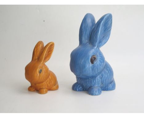 A Sylvac Model 1028 Rabbit in blue (24.5cm) and a Wadeheath model 305 rabbit
