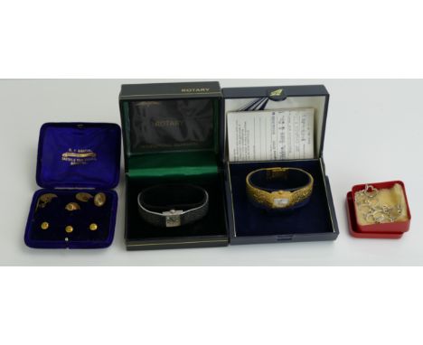 A Rotary Lady's Wristwatch (running and boxed), Ava lady's wristwatch (boxed and running, a bracelet and a boxed stud set