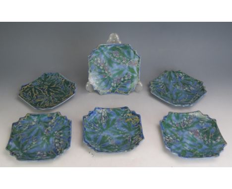 Janice Tchalenko, A Set of Six Studio Pottery Brocade Pattern Side Plates, 16.5cm