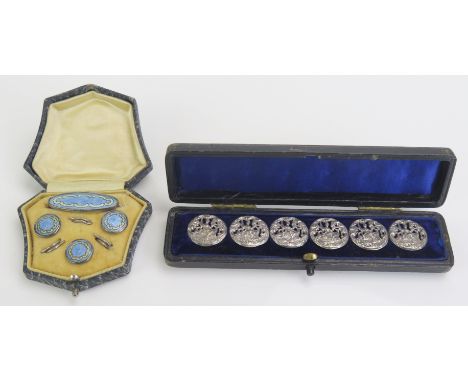A set of six Edward VII silver buttons, maker Cornelius Desormeaux Saunders &amp; James Francis Hollings, Birmingham, 1902, c
