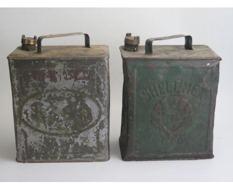 An Esso petrol can, together with a Shewll-Mex petrol can.
