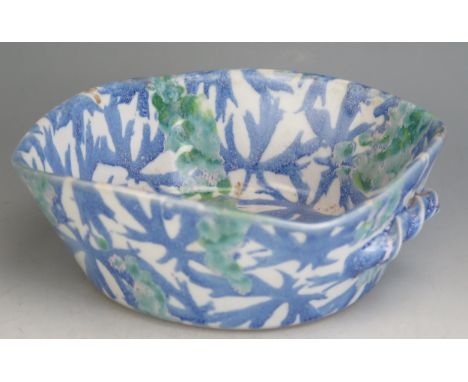 A Janice Tchalenko Studio Pottery Delphinium Pattern Bowl, 19cm diam., impressed and paper label marked. Small chip to edge