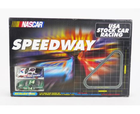 Scalextric Nascar Speedway Slot Car Set with x2 Pontiac Grand Prix cars in "Valvoline" and "Conseco" liveries - mint or very 