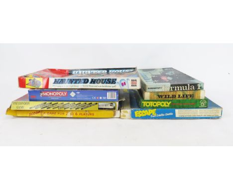 Vintage Games including Totopoly, Escape, Wildlife, Scoop, etc. together with Monopoly Exeter Edition