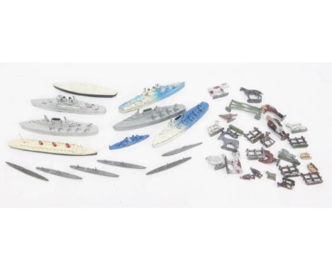 Chad Valley, Dinky Queen Mary, etc. Waterline ships, some pre-war and lead animals etc.