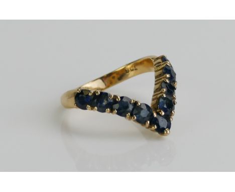 A 9ct Gold and Sapphire Dress Ring, size K.5, stamped 9CT, 2.73g