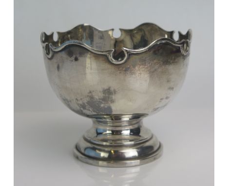 An Edward VII silver pedestal sugar basin, maker W E Hill &amp; Co, London, 1905,with wavy edge rim mounted on a spreading ci