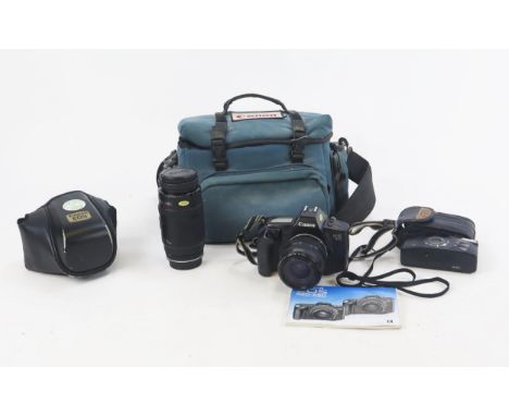 Canon Camera Group including EOS 650 Camera with 35-70mm f/3.5-4.5 and EF 70-210mm f/4 lenses, case, Canon Sure Shot 85 zoom 