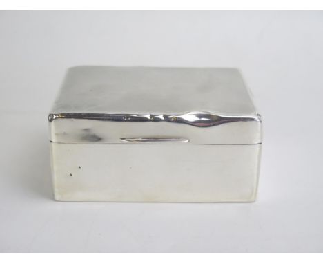 An Edward VIII silver cigarette box, makers mark worn, Birmingham, 1936, of rectangular outline, with engine turned decorated