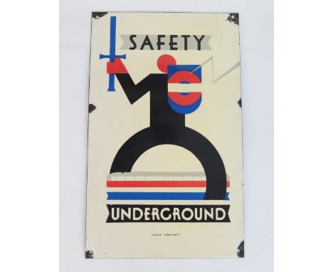 A reproduction enamel advertising sign 'Safety Underground', 40 x 25cm.