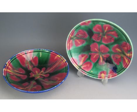 Janice Tchalenko for Poole Pottery, A Pair of Petal Range Bowls, 27cm diam, initialled and dated 98