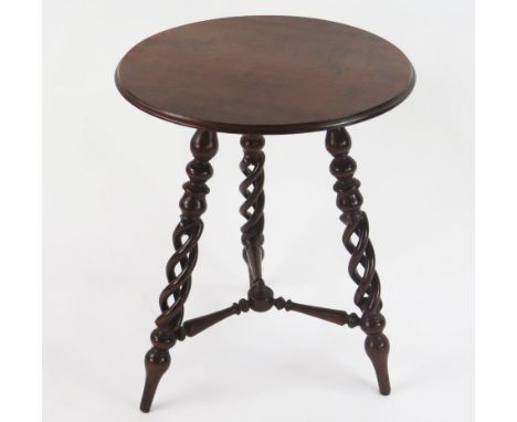 A Victorian Mahogany Occasional Table raised on tripod open barley twist legs, 59cm high