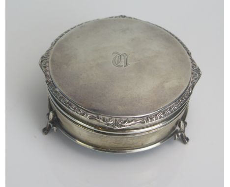 A George V silver trinket boxmaker Northern Silversmiths Co, Sheffield, 1928, initialled, of circular form, with velvet and s