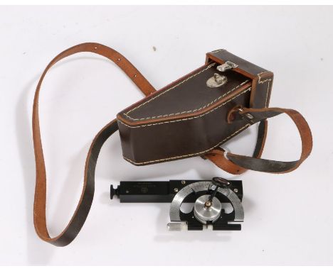 Hilger &amp; Watts Ltd surveyors pocket level clinometer, 12cm long housed in a leather case&nbsp;&nbsp;