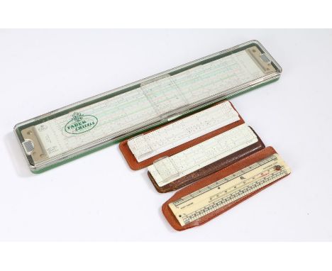 Faber Castell slide rule 2/83N, together with a Aristo slide rule, Andy-Square Armstrong Scale and a Blundell Log Log 602, (4