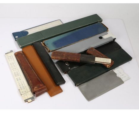 Slide rules, to include Blundell Voltage drop calculator, Aristo, Keuffel Esser, etc, (12)