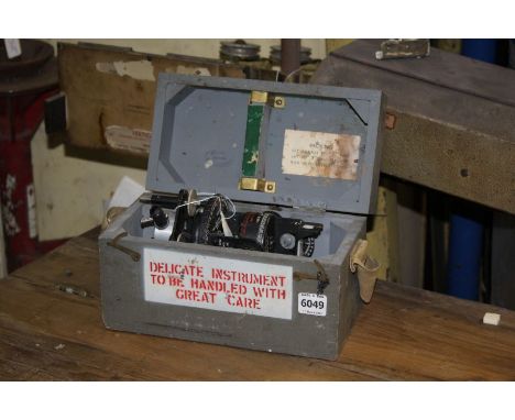 World War II Air Ministry Astro Compass MkII, numbered 6A/1174 4P, in original blue painted pine box