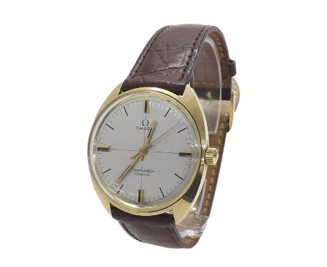 Omega Seamaster Cosmic gold plated gentleman's wristwatch, circular silvered dial with baton markers and centre seconds, manu