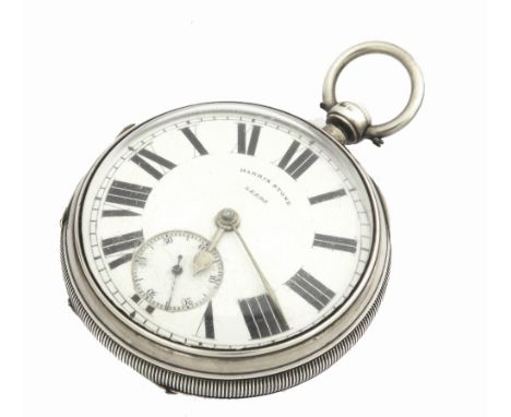 Silver fusee lever pocket watch, Birmingham 1902, signed Harris Stone, Leeds, no. 7487, the signed dial with bold Roman numer