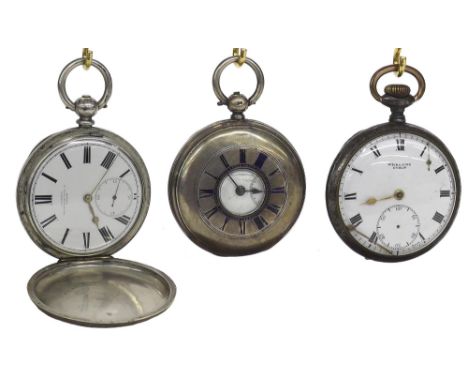 Silver cylinder hunter pocket watch, the three-quarter plate movement signed J. Russell, Walworth Road, S. London, no. 24020,